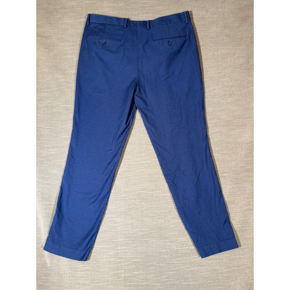Express Photographer Men Blue Textured Slim Fit Dress Pants 36x32 Cotton Spandex - Picture 3 of 4